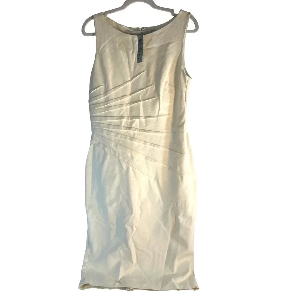 Cache Contour Collection Womens Dress Lined Back Zip Sleeveless Cream Size 12 NW
